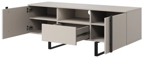 Verica 150 cm-es TV-szekrény nyitott polccal - kasmír / fekete lábak