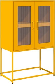 vidaXL Highboard Mustársárga 68x39x107 cm Acél