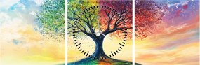 Kép – Évszakok festett fája (órával) (90x30 cm)