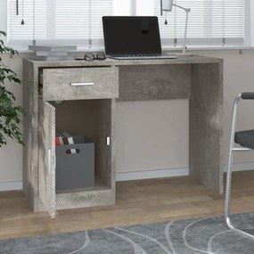 betonszürke faanyag fiókos/rekeszes íróasztal 100x40x73 cm