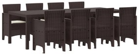 vidaXL Kert étkező szett 9 pcs Barna Polipropilén