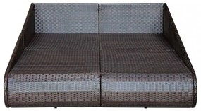 barna polyrattan kerti ágy 110 x 200 cm