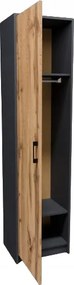 Egyajtós szekrény polcos oszlop 1D2P Grafit-wotan antracit Rob