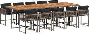 vidaXL 11 részes szürke polyrattan kerti ülőgarnitúra párnákkal