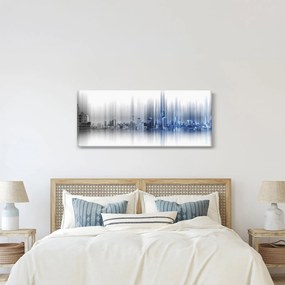 Kép - Panoráma a városra, kék-szürke (120x50 cm)