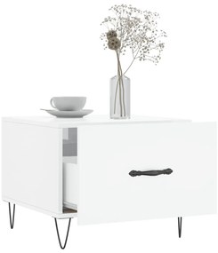 Magasfényű fehér szerelt fa dohányzóasztal 50 x 50 x 40 cm