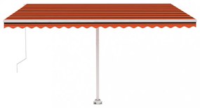 narancs-barna kézzel kihúzható póznás napellenző 400 x 300 cm