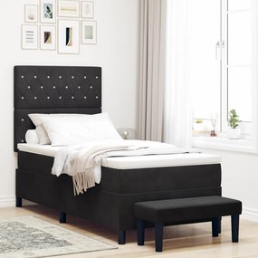 Boxspring Ágy matraccal & paddal Fekete 90x190 cm Bársony
