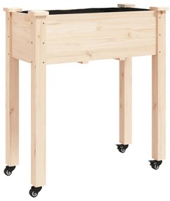 tömör fenyőfa kerekes ültetőláda béléssel 71 x 37 x 80 cm
