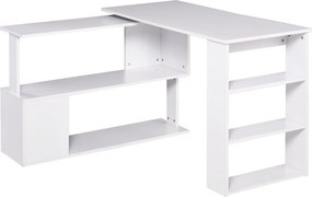 HOMCOM Forgó Sarok Íróasztal L-Alakú Íróasztal Polccal 120x110x74.5 cm Fehér | Aosom