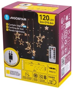 Aigostar - LED kültéri karácsonyi fényfüzér 120xLED/6W/230V/8 üzemmód 3x0,6m IP44 meleg fehérDO