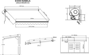 ISABELA Kazettás elektromos napellenző 3x2,5 - bézs