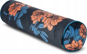 Dekoratív párnahuzat Emma töltettel 16x62 sötétkék vörös virágok