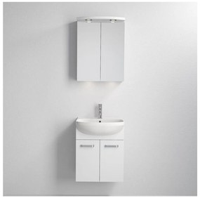 Fürdőszobaszekrény mosdóval Vang + LED tükörszekrény 230V IP44 fehér