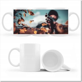 Nyomott mintás bögre Vadász puskával töltények