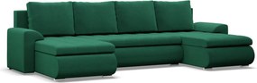 Tokio U alakú sarokkanapé, 3 ágyneműtartóval, bársony, univerzális oldal, zöld