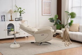 VASHOME Elektromos relaxációs fotel állítható háttámlávalés lábzsámollyal, USB töltővel, Bézs