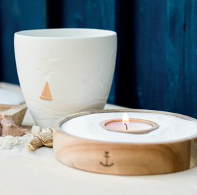 Fehér porcelán kialakítás gyertyatartó LIGHT BOAT