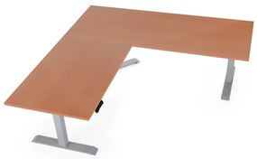 OfficeTech Angle állítható magasságú asztal, 180 + 120 cm, szürke alap, cseresznye