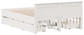 fehér tömör fenyőfa fejtámlás ágykeret matrac nélkül 140x190 cm