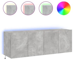2 db betonszürke fali TV-szekrény LED-del 60x35x41 cm
