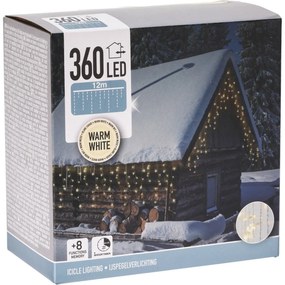 Kültéri lánc Jégcsapok 12 m, 360 LED, fehér fény, időzítő, IP44