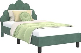 vidaXL Gyerekágy kerettel fejtámlával Tengeri Zöld 80 x 160 cm Bársony