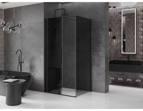 Mexen Velar, tolóajtós zuhanykabin 100 x 90 cm, 8mm szürke üveg, fekete matt, 871-100-090-41-70