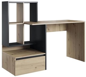 MARLO íróasztal polccal, artisan tölgy/antracit