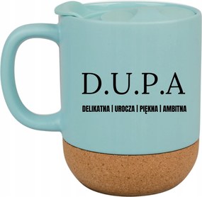 Kék Bögre Fedéllel És Parafa Aljjal Ajándék D.u.p.a