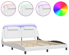 fehér ágykeret Viana LED-ekkel matrac nélkül 180 x 200 cm