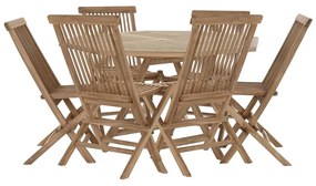 Teakfa kerti bútor szett asztal 6 db székkel barna
