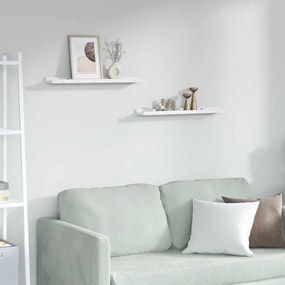 Falpolc polcokkal 2 pcs Fehér márvány 60 x 9 x 3 cm Faanyag