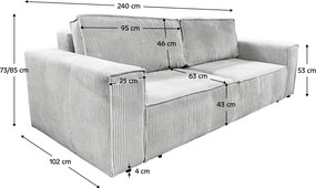Kihúzható heverő, világosszürke, HARPERA BIG SOFA