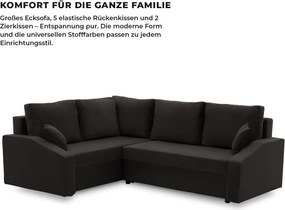 Grande Plus sarokkanapé, baloldali, szövet anyag, fekete