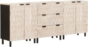 vidaXL Széf 3 pcs Fehér mosott felület 180 x 33 x 75 cm Tömör Mangófát