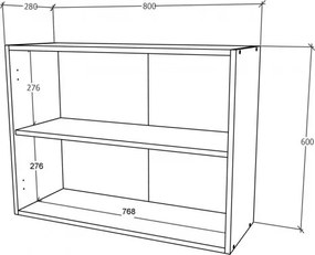 Benita 2 ajtós Felső konyhaszekrény Sonoma Tölgy-Fehér 80x30x60 cm
