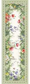 Színes mezei virág és pipacs mintás pamut asztali futó, 45 x 140 cm