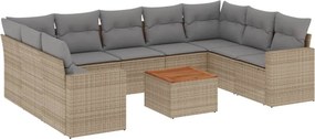 vidaXL 10 részes bézs polyrattan kerti ülőgarnitúra párnával