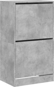vidaXL betonszürke cipőszekrény 2 kihajtható fiókkal 60 x 42 x 108 cm