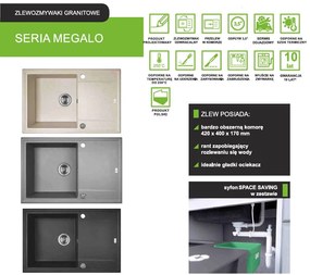 LAVEO Megalo, konyhai mosogató 790x490x230 mm + mosogató csaptelep BKZ468K, bézs, SBEA411T