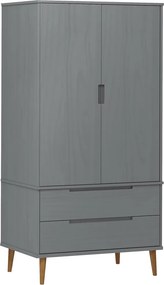 vidaXL MOLDE szürke tömör fenyőfa gardrób 90 x 55 x 175 cm