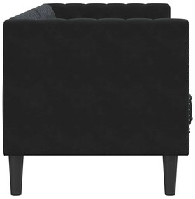 Chesterfield kanapé Argyle Fekete 194 x 74.5 x 70.5 cm Bársony
