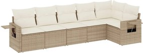 vidaXL 6 részes bézs polyrattan kerti ülőgarnitúra párnával