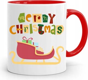 Piros Karácsonyi Bögre Mikulás Karácsonyfa Alá, fényképes nyomattal