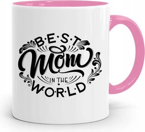 Rózsaszín Bögre Ajándék Anyukáknak Best Mom Ajándék fényképes nyomtatással