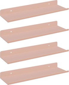 vidaXL Lebegő polc 4 pcs Rózsaszín 30 x 9 x 2,5 cm Acél
