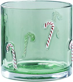 X-MAS üveg szélfogó zöld , cukorpálca