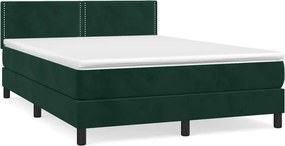 vidaXL sötétzöld bársony rugós ágy matraccal 140x190 cm
