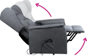 Állítható relaxációs fotel, világosszürke, DOURO